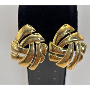 Napier Vintage Gold Tone Abstract Knot Statement Screw Back Clip On Earrings